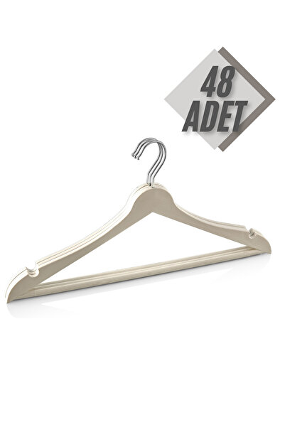 Beray 48 komada drvenog izgleda, plastične, kvalitetne bele vešalice za odeću