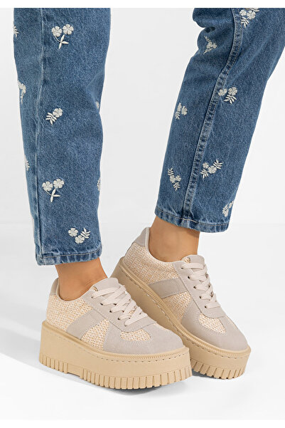 B T Shoes Béžové dámské tenisky na platformě Michele