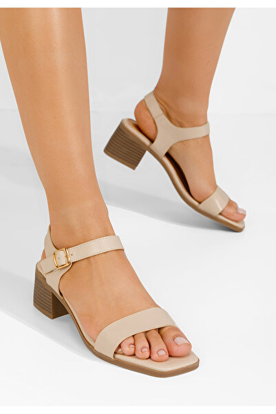 B T Shoes Brianne beige chunky heel sandals