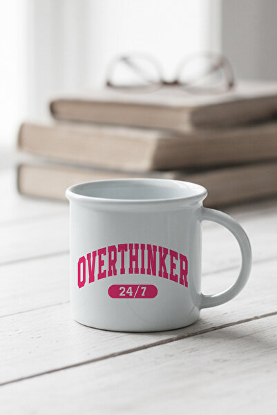 giftkonsept Overthinker 7/24 Printed Enamel-Looking Ceramic Vintage Mug