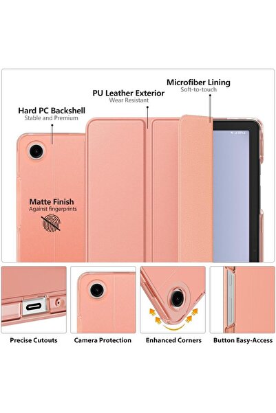 m.tk moveteck Samsung Galaxy Tab A9 Plus 11 Inç Kılıf Smart Uyku Modlu Standlı Şeffaf Kapaklı Sm-x210 (UYUMLU)