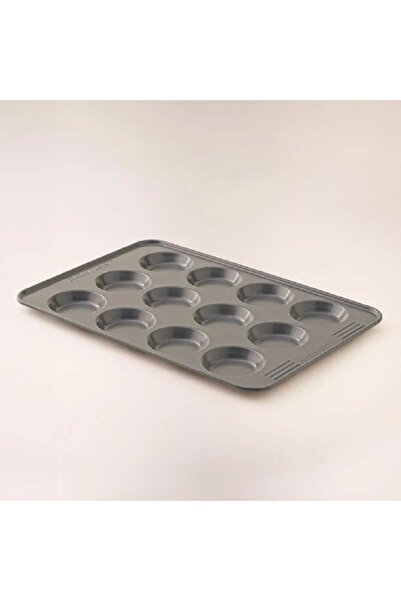 BETTY CROCKER صينية خبز غير لاصقة 12 كوب 32.7 سم، رمادي