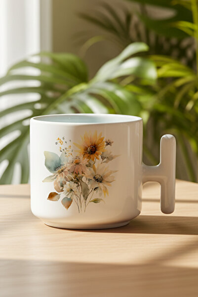 giftkonsept Sunflowers Autumn Theme No:2 Printed Gift T-Handle Latte Cup Mug