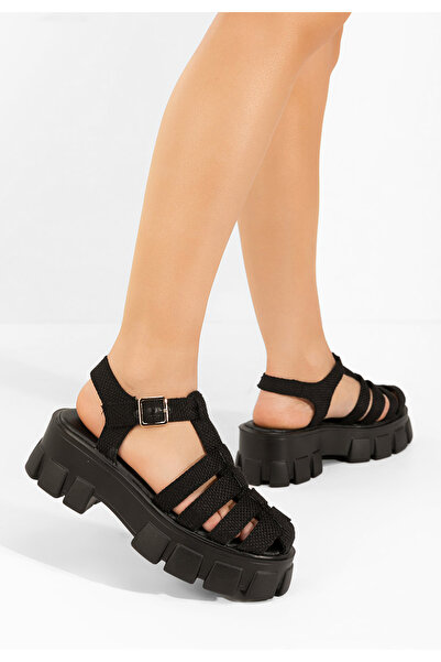 B T Shoes Čierne sandále na platforme Carilea