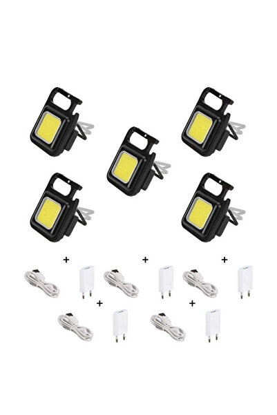 VTM Set 5 Mini Proiectoare LED Portabile Tip Breloc, Rezistente la Apa, Negru