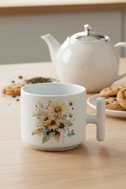 giftkonsept Sunflowers Autumn Theme No:5 Printed Gift T-Handle Latte Cup Mug