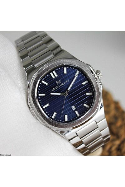 Store Patek Model Silver with Navy Blue Box Guaranteed Steel Men's Watch