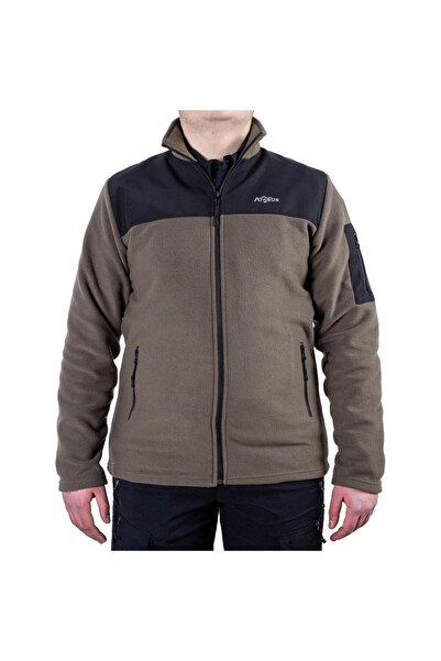 ARGEUS Outdoor Fleece Jacket Khaki - Warm Fleece - Softshell Shoulder - Zipper Pocket