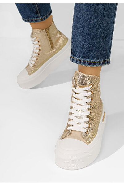 B T Shoes Γυναικεία πανινα πλατφόρμες Carylsa χρυσο