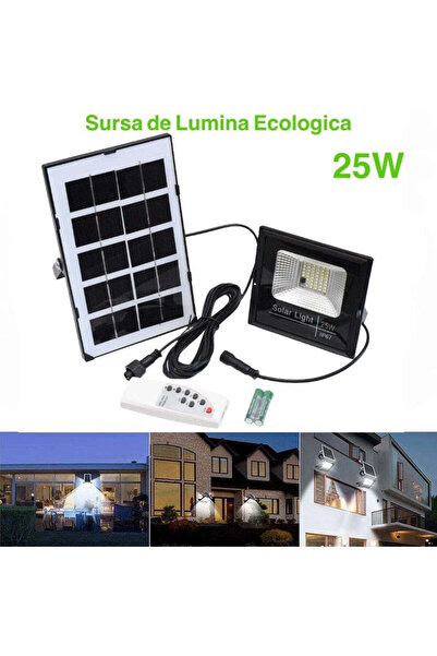 VTM Proiector 25W cu Panou Solar și Telecomandă - Iluminare Ecologică