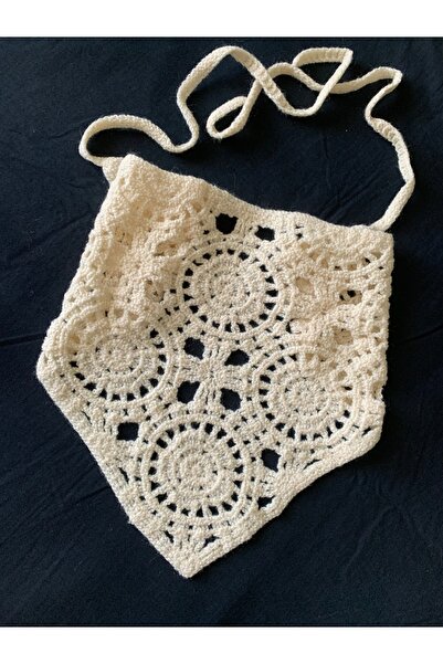 Honeybeeatelier Honeybee Ateli̇er Vintage Knitted Motif Bandana