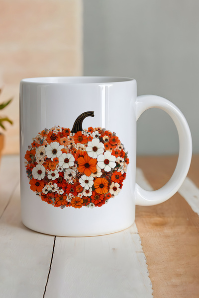 giftkonsept Boho Fall Pumpkin Floral Printed Gift Mug