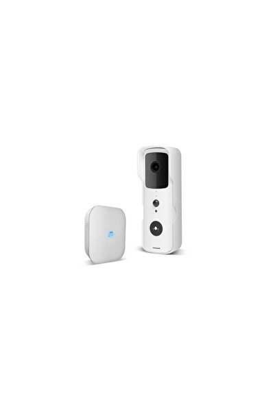 DELIGHT Set sonerie video Smart Wi-Fi alimentat cu baterie MicroSD, FHD, PIR alb