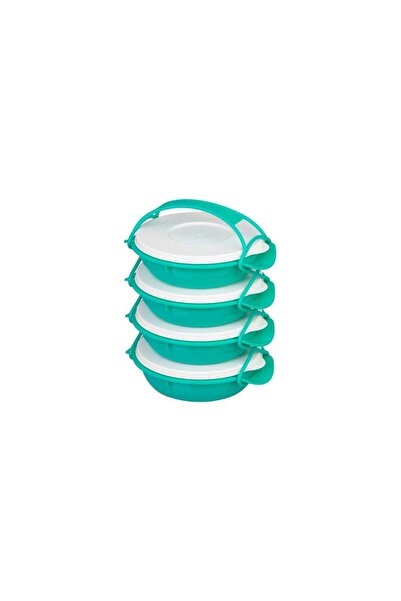 Magic Home Plastic Food Container, Airtight, Green, 4 Compartments, 4×1 L, MagicHome