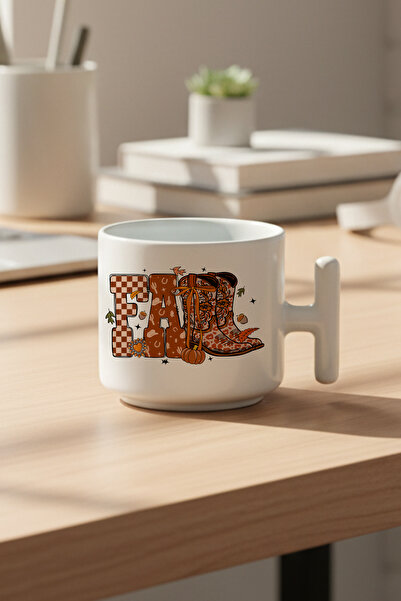 giftkonsept كوب قهوة لاتيه مطبوع عليه تصميم خريفي مع مقبض هدية