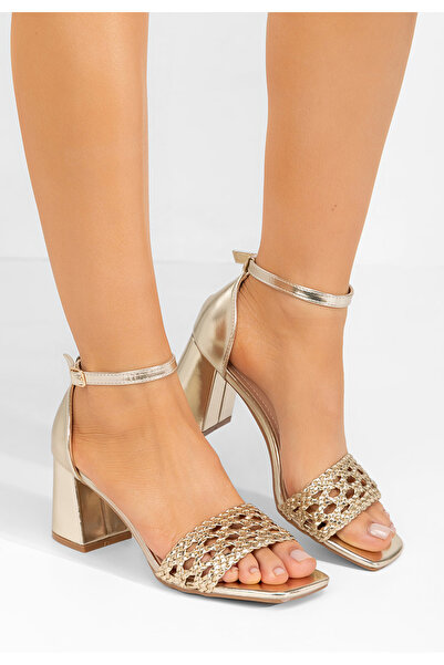 B T Shoes Πέδιλα με χοντρο τακουνι Nickyta χρυσα