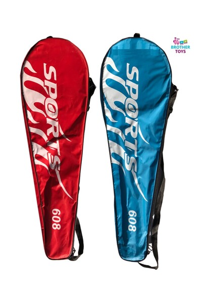 Brother Toys 2 Pcs Badminton Racket and Bag + Badminton Ball Deluxe High Quality Set Red Color