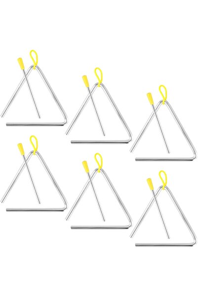MegArya SYUTBOU Set of 6 Triangle Musical Instruments, 5 Inch Triangle Percussion, Triangle Instrument