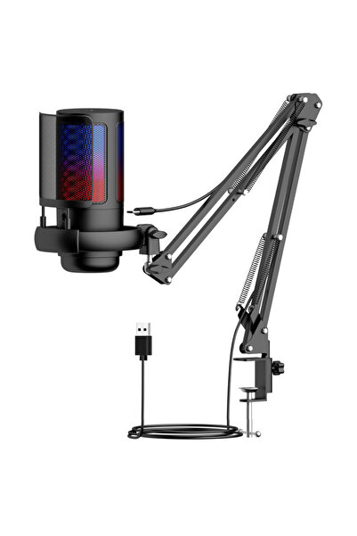 LR Professional Studio USB Capacitor Microphone with RGB Lighting