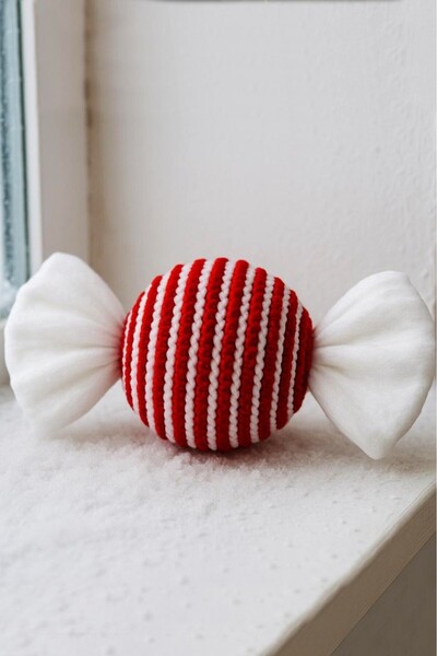 BeySüS Yılbaşı Dekoratif Şeker Süsü 25 cm Kırmızı Beyaz Çizgili