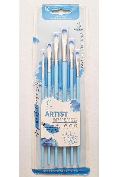 Modellino 6Pcs Colorful Artist Watercolor Acrylic Paint Gouache Oil Paint Brush-No: 2-4-6-8-10-12 / Blue Color