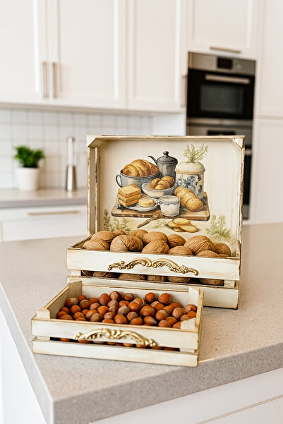 Bypinaryuksel 2li Ahşap Dekoratif Kasa ,Organizer