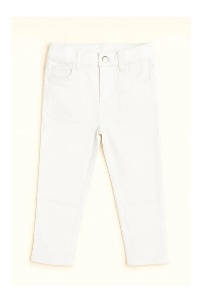 kidstalya White Plain Children's Trousers with Adjustable Waist