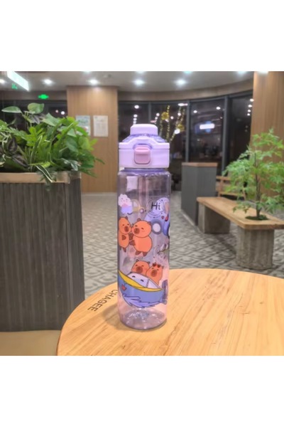 synshop Capybara Kapibara Purple Water Bottle School Water Bottle for Girls and Boys 800 ml