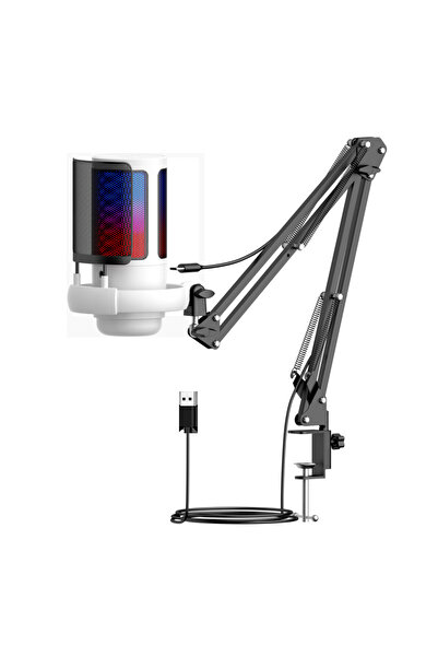 LR Professional Studio USB Capacitor Microphone with RGB Lighting