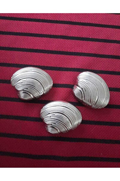 beyna aksesuar Oyster Silver Plated Metal Button 3.5 cm 1 Pack 3 Pieces