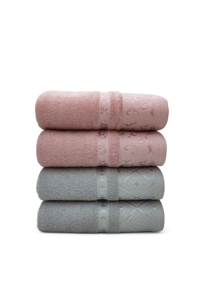 Özdilek Serene Face Towel 4 Pieces - Gray Pink