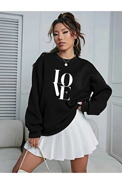 tkn your style Unisex LOVE Trend Oversize φούτερ με σχέδιο εκτύπωσης