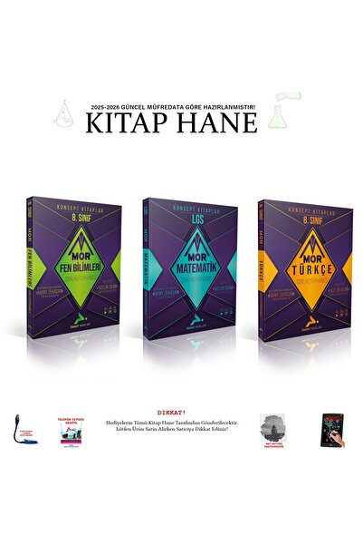 paraf yayınları 2025-2026 8. Sınıf Konsept Kitaplar Mor Türkçe Matematik Fen ...