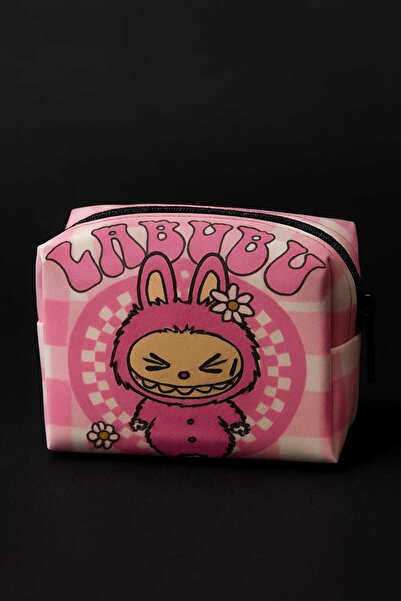 KAYLANIN DÜNYASI Labubu Designed Pink Patterned Coin Purse and Paperclip Hold...