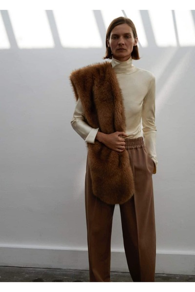 MANGO Woman %100 yün elastik belli pantolon