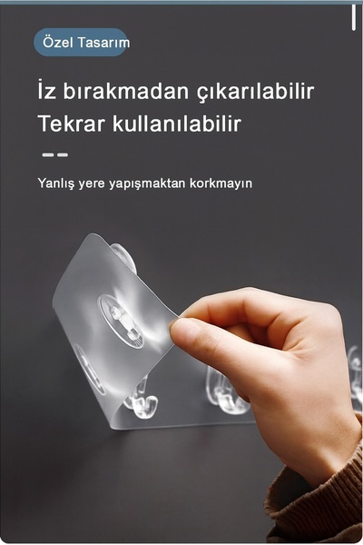 obrigado 5'li Şeffaf Güçlü Kendinden Yapışkanlı Kapı Duvar Askısı Ağır Yük Ta...