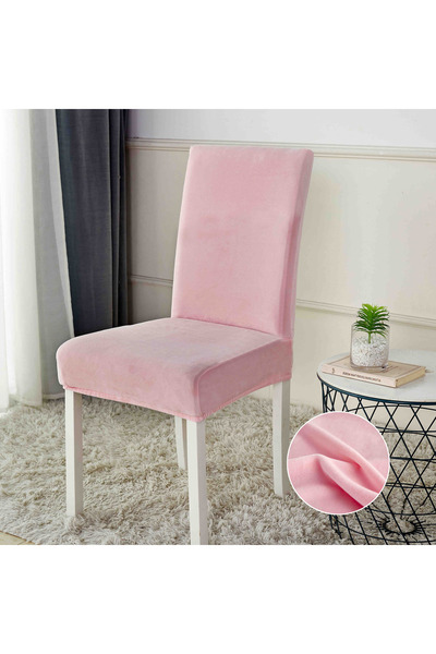 JOJO HOME Set 6 Huse Scaune UNI Catifea, Roz Pudra