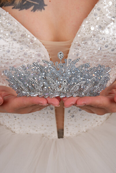 Hayalperest boncuk Coroana de mireasa Elara Crystal Stone pentru rochie de se...