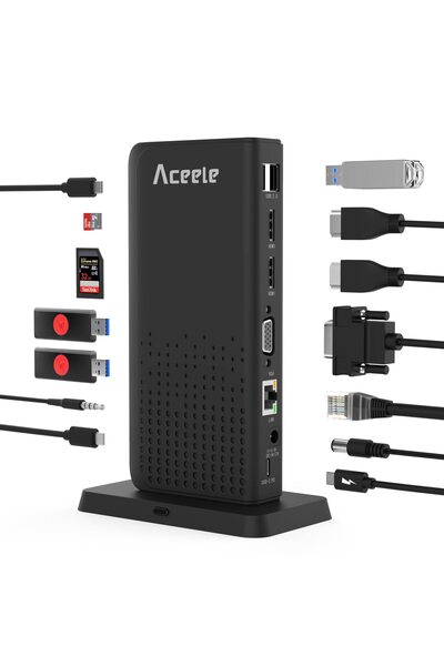 Aceele محطة إرساء ثلاثية العرض USB C 15 في 1
