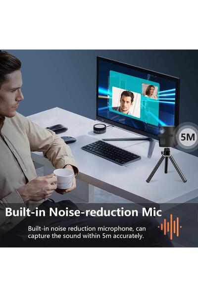 ON Electronics Foscomax Webcam, 1080P HD Intelligent Motion Tracking Web Camera