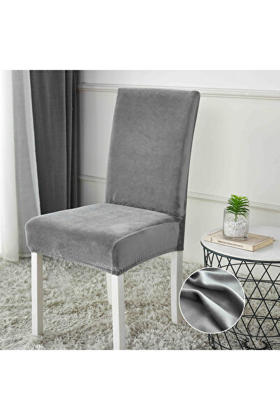 JOJO HOME Set 6 Huse Scaune UNI Catifea, Gri Deschis