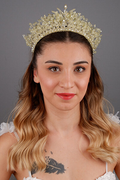Hayalperest boncuk Coroana de mireasă cu design special Aria și accesoriu pen...