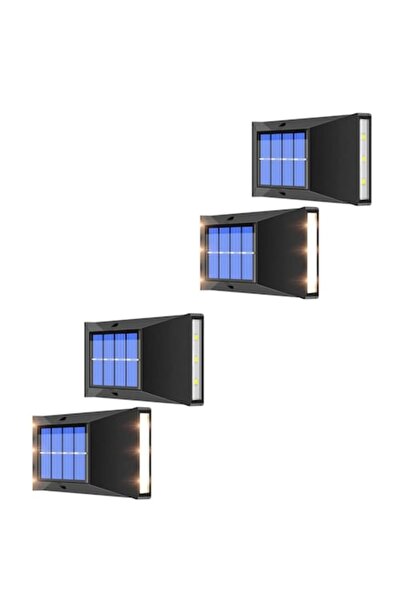 BZRSH Set 4 aplice, 6 LED-uri, cu senzor de lumină, încărcare solară, alb cal...