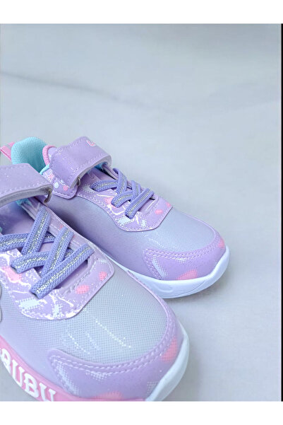 PATİK BEBE Labubu Girls' Purple Color Lightweight and Flexible Sports Shoes Are Lighted, Sizes 26 to 30.