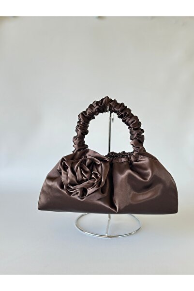 posst bag Кафява сатенена вечерна чанта