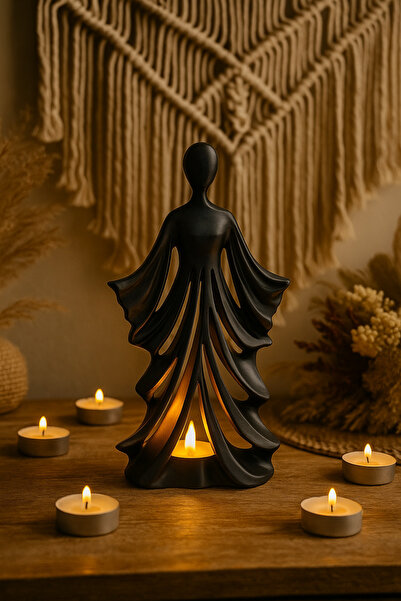Dropcek eticaret Kadın Figürlü Dekoratif Mumluk, Güç ve Zarafeti Simgeleyen B...