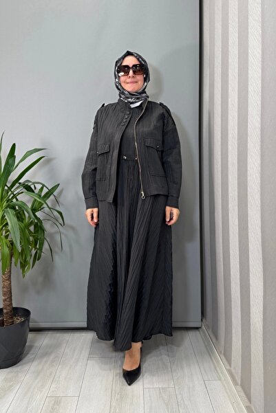 Ghisa Jacketed Gathered Waist Dress Black 26Kgstkm3196