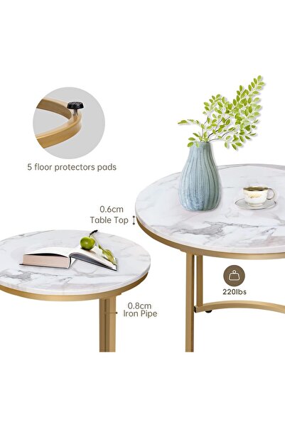 Türkiye Coffee Table Nesting Tables, Living Room Table Wooden Accent Furniture Metal Frame, Sturdy, Easy Ass