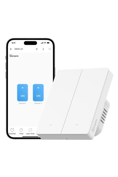 Sonoff Smart switch ZBM5-2C-80W, Zigbee, 2 channels, 10A
