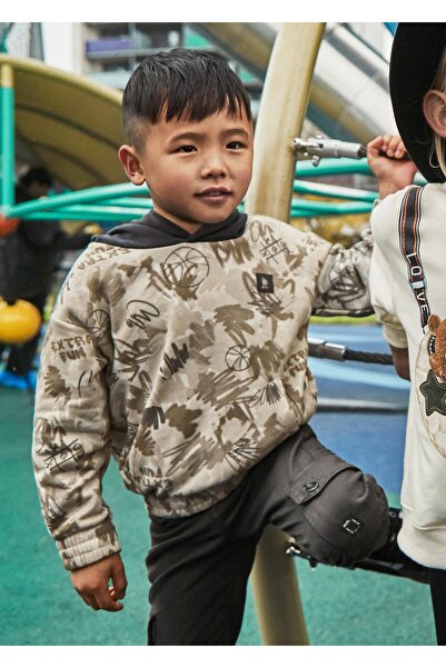 MAYORAL Hanorac cu glugă imprimat pentru băiat, bej